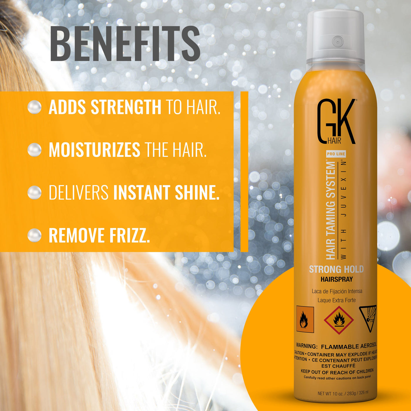 Strong Hold Hair Spray - Benefits moisturizes